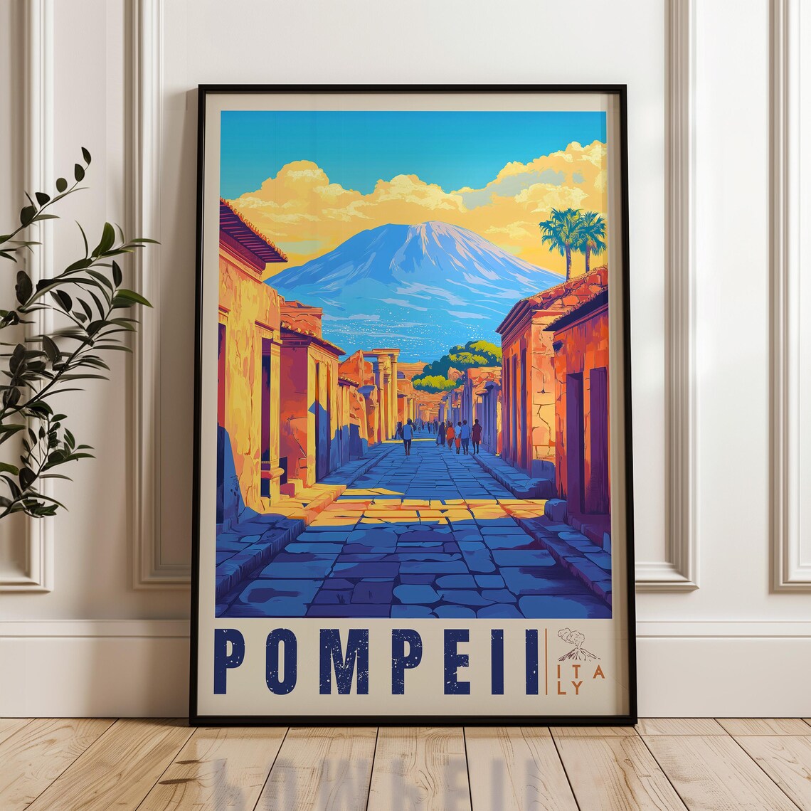 Pompeii Italy Travel Poster, Vesuvius Art Print