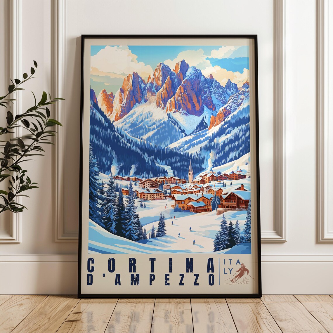 Cortina d'Ampezzo Travel Poster, Dolomites Italy
