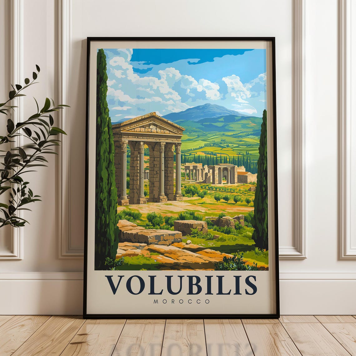 Volubilis Morocco Capitoline Temple Columns Ruins Travel Poster