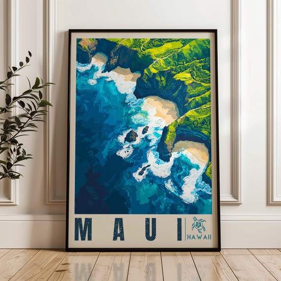 Maui Travel Poster, Hawaii Home Office Decor