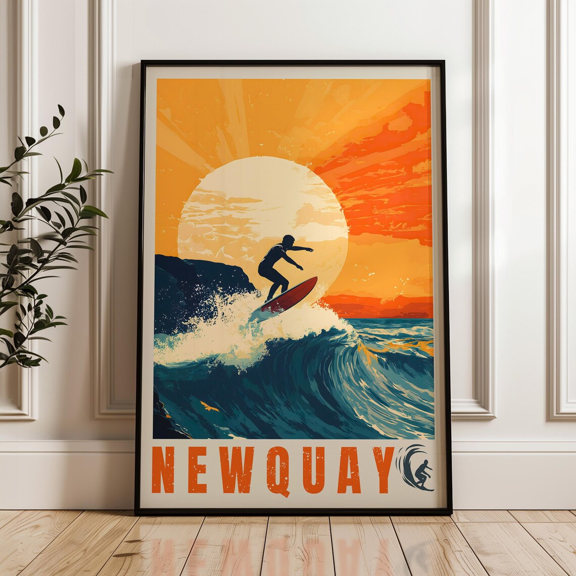 Newquay Cornwall Travel Poster, Surfing England