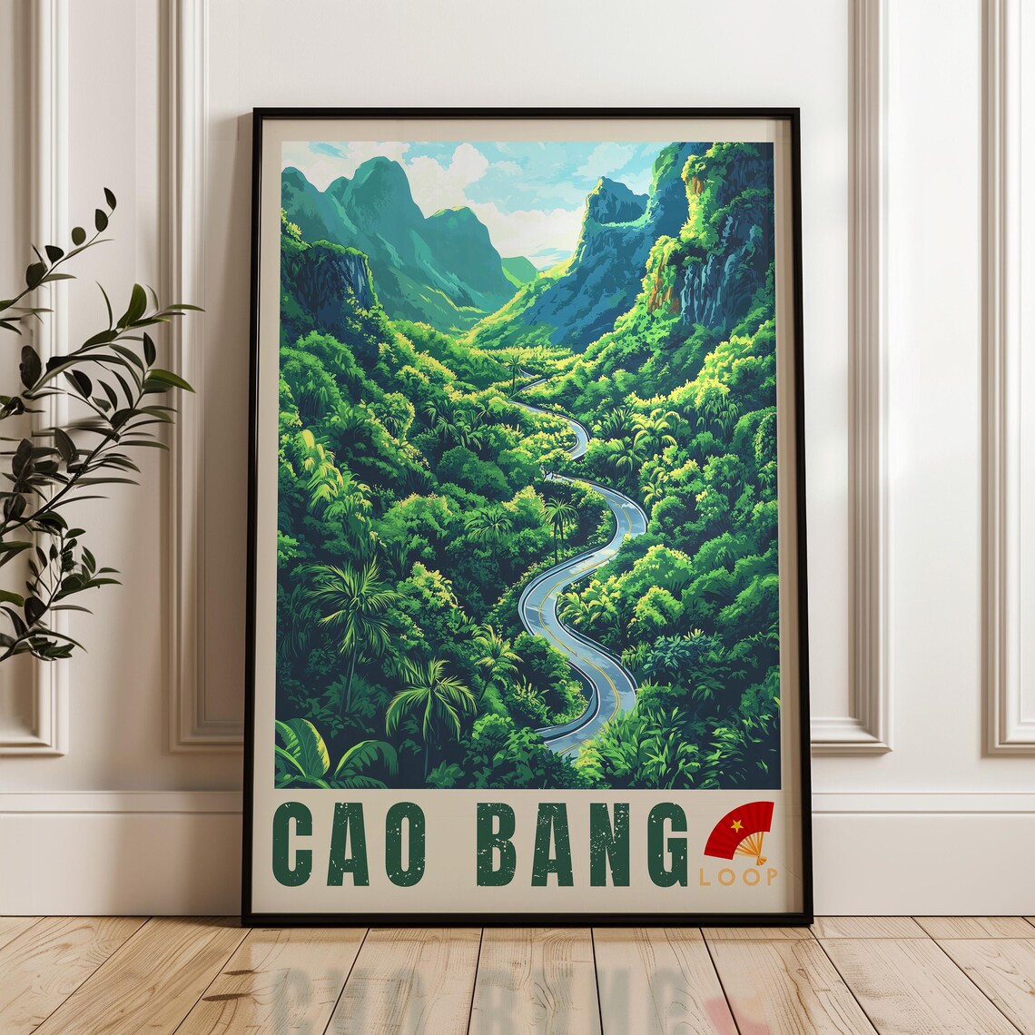 Cao Bang Loop Vietnam Travel Poster, Scooter Route