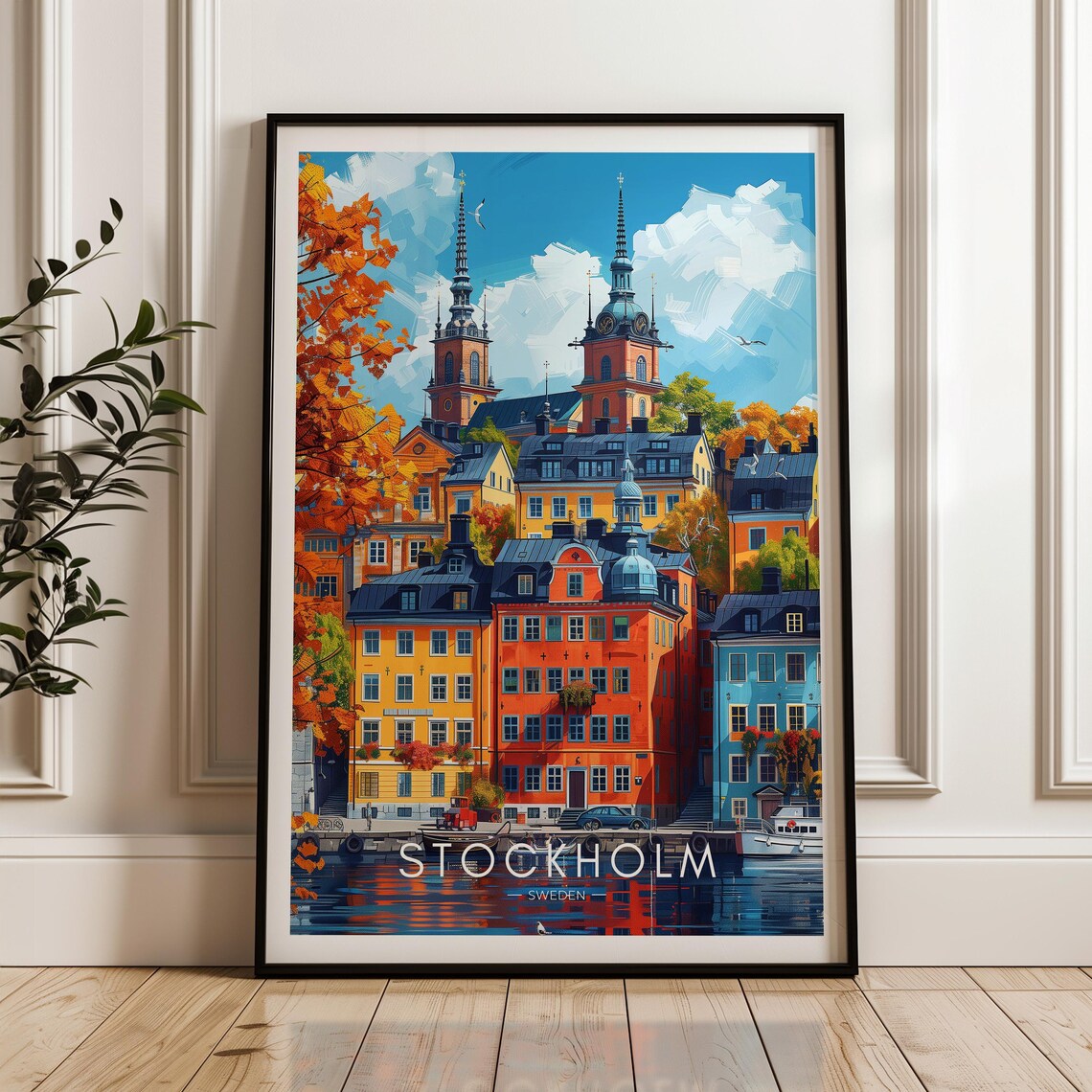 Stockholm Travel Poster, Sweden Home Office Art Print