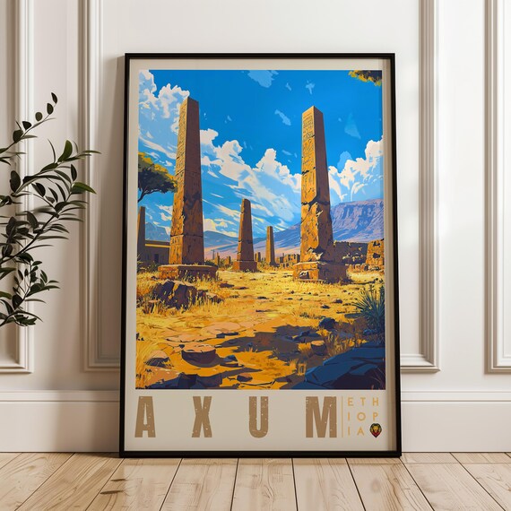 Axum Travel Poster, Ethiopia Illustration Artwork