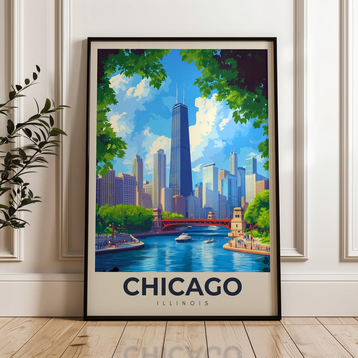 Chicago Illinois River Downtown Skyscraper Skyline Cityscape Poster