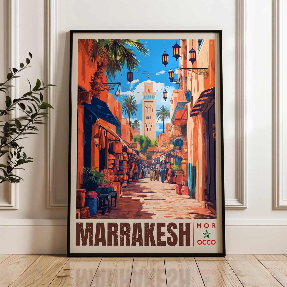 Marrakesh Travel Poster, Morocco Wall Art Print