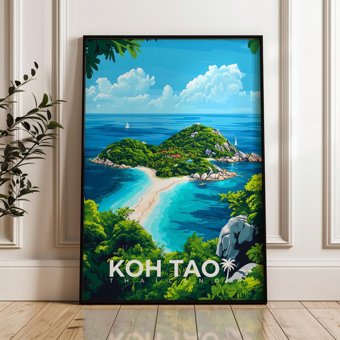 Koh Tao Travel Poster, Thailand Tropical Island