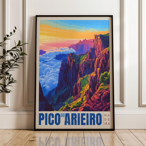 Pico Do Arieiro Travel Poster, Portugal Mountain