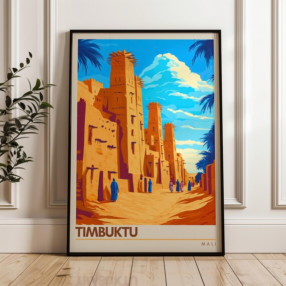 Timbuktu Travel Poster, Mali Illustration
