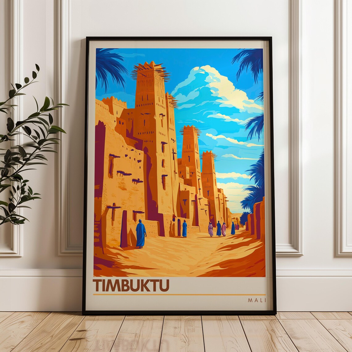 Timbuktu Travel Poster, Mali Illustration