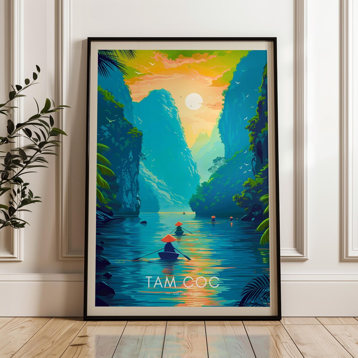 Tam Coc Travel Poster, Ninh Binh Wall Art Print