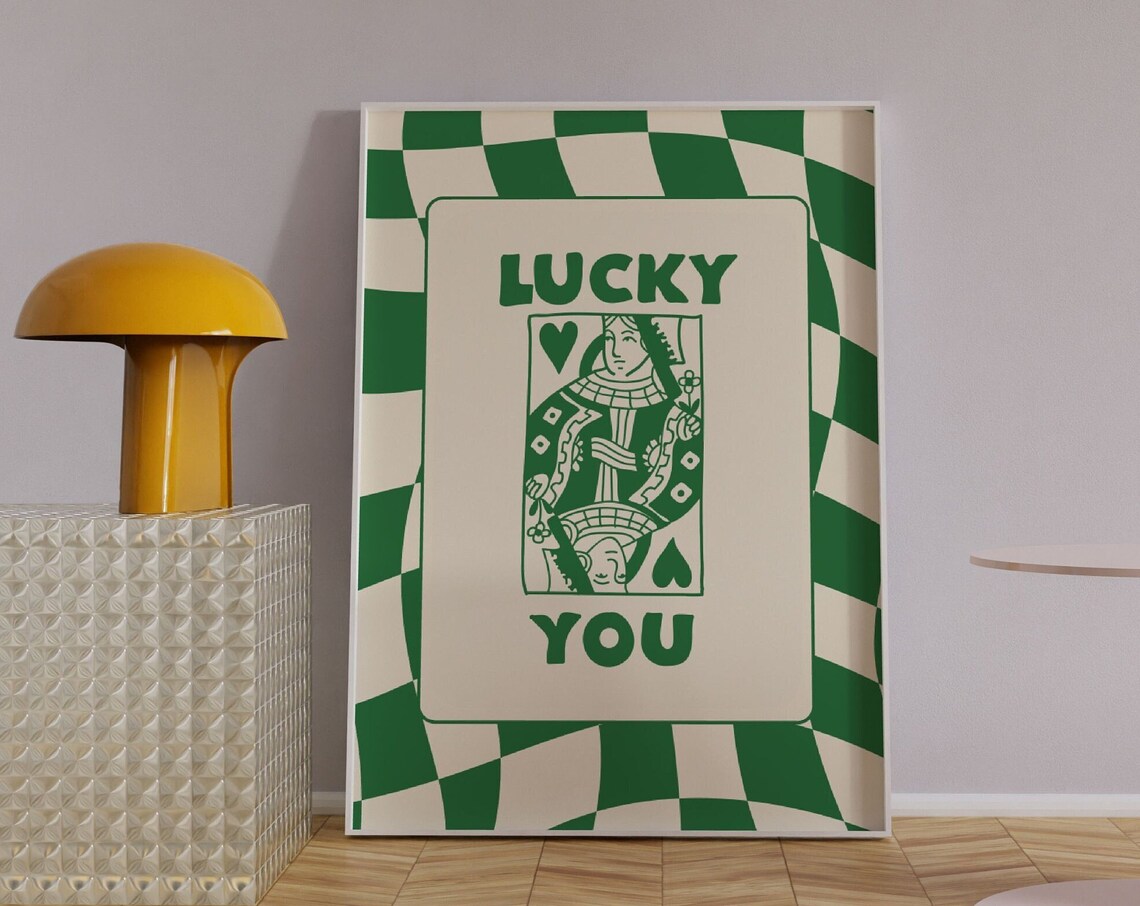 Lucky You Green Card Retro Y2K Dorm Art Print