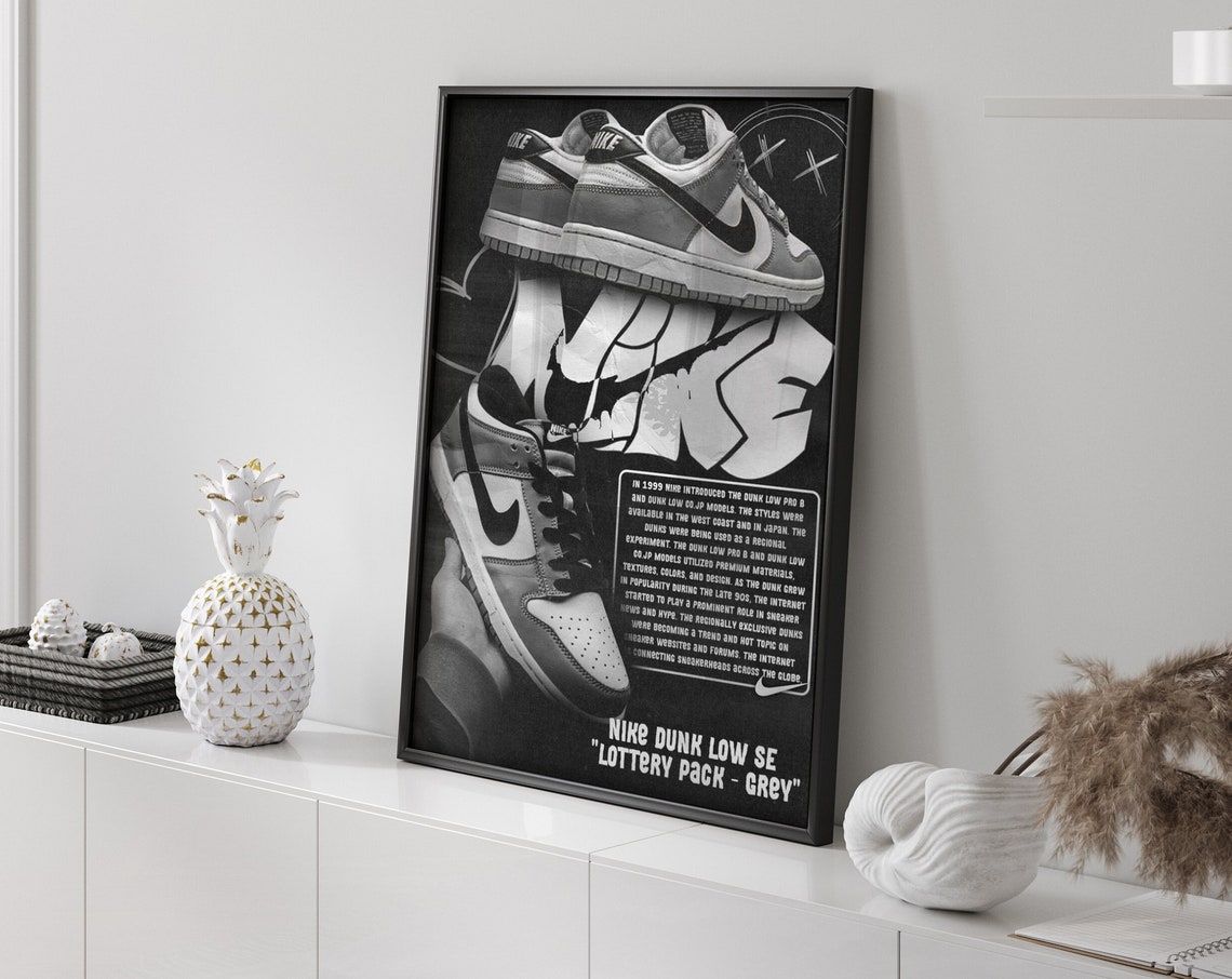 Nike Dunk Low SE Lottery Pack Grey Sneaker Collage Art Wall Art