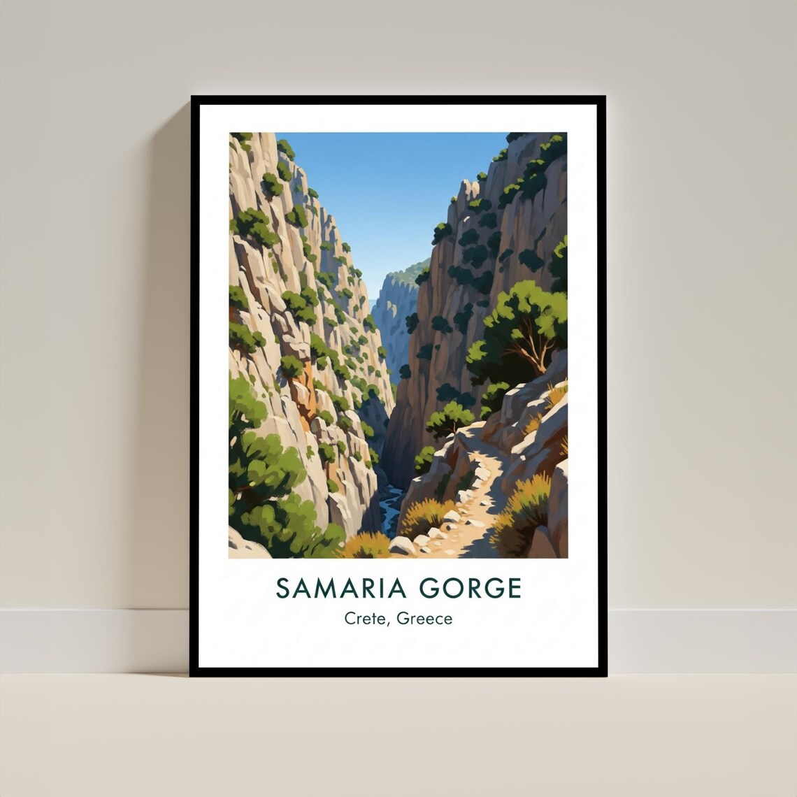 Samaria Gorge Crete Greece Canyon Trail Vintage Travel Art Poster