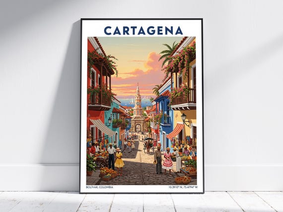 Cartagena Colombia Poster Vintage Wall Art Print Retro Cityscape Home Decor For Living Room Or Office