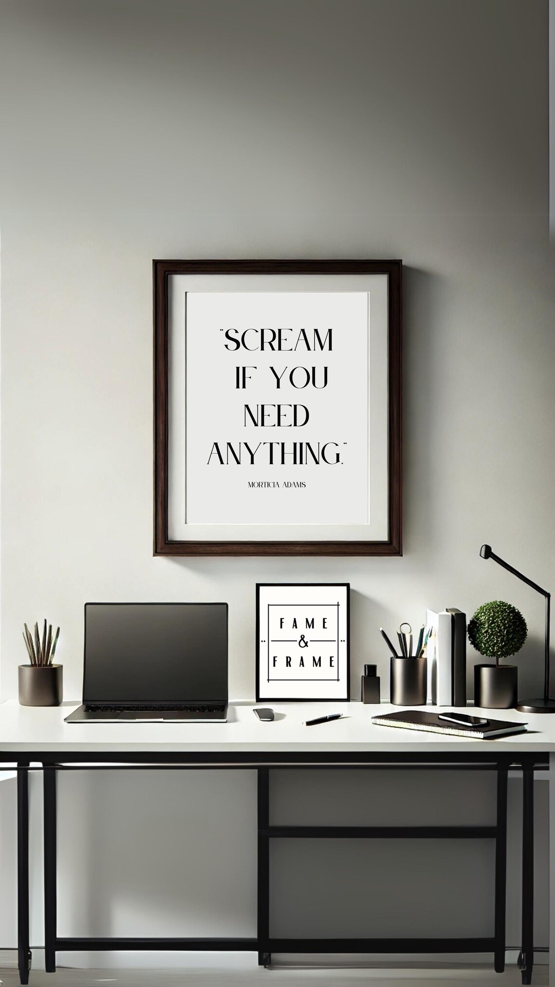 Morticia Adams Scream If You Need Anything Gothic Quote Poster - Image 2