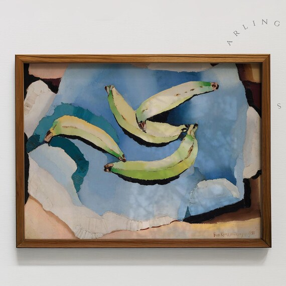 Cubist Bananas Still Life Mid Century Modern Kitchen Art Poster