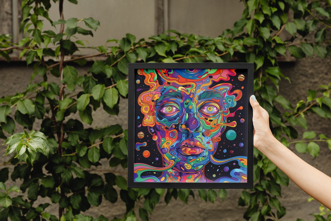 Psychedelic Melting Face Trippy Surreal Visionary Art Poster - Image 4