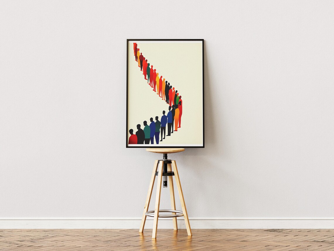 People Standing Line Minimalist Illustration Art Print - Image 2