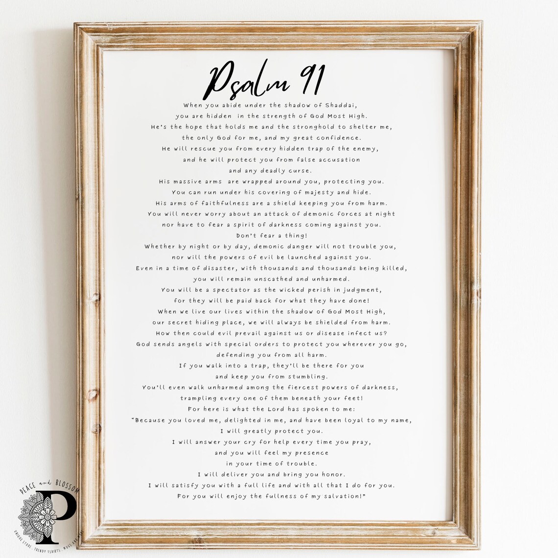 Psalm 91 Scripture Blessing, Bible Verse Art Print