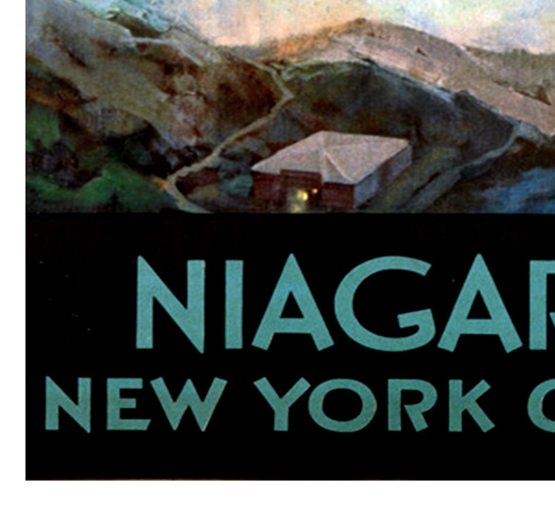 Niagara Falls Rainbow New York Central Lines Vintage Travel Poster - Image 2