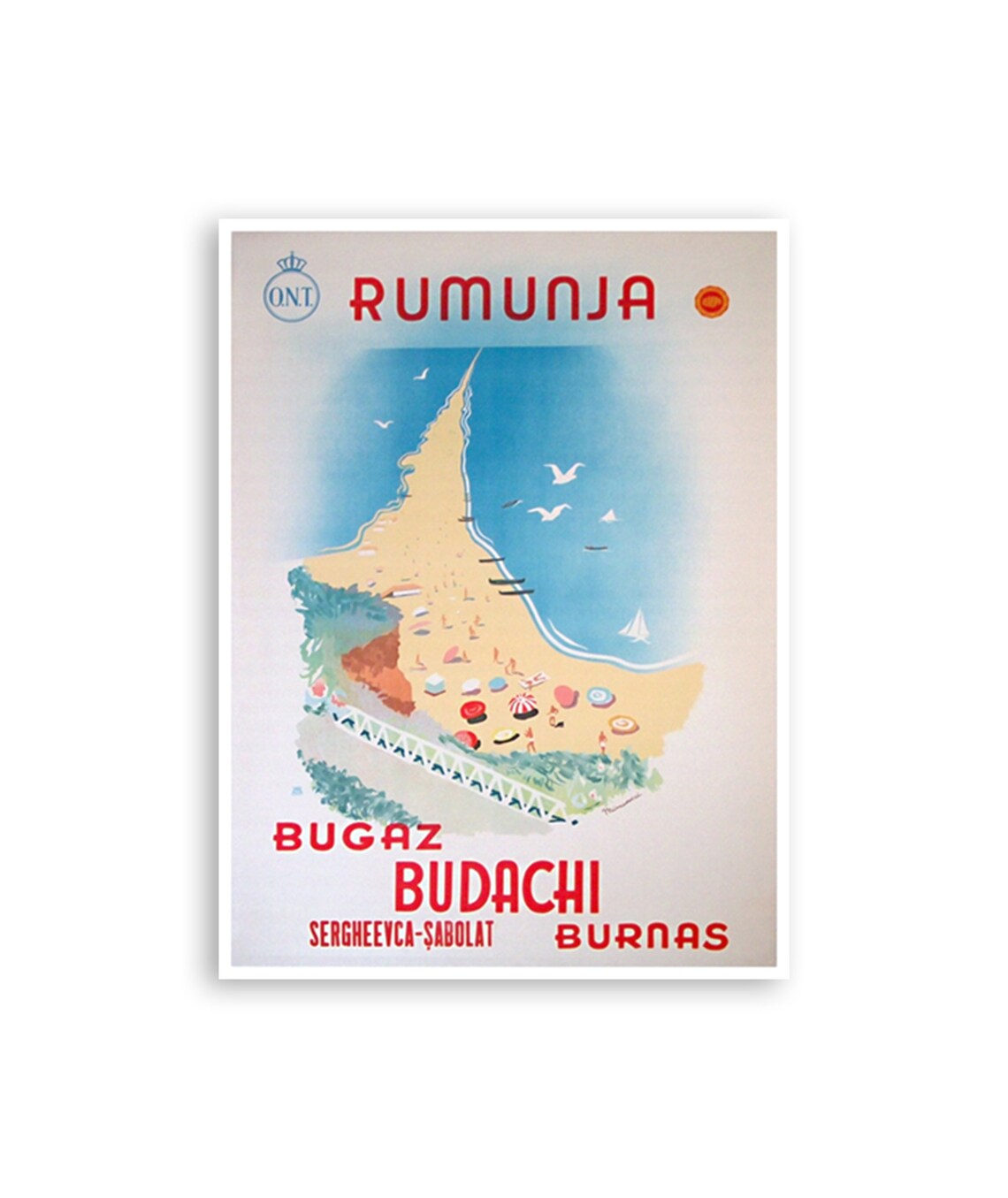 Rumunja Romania Black Sea Beach Resort Vintage Travel Poster