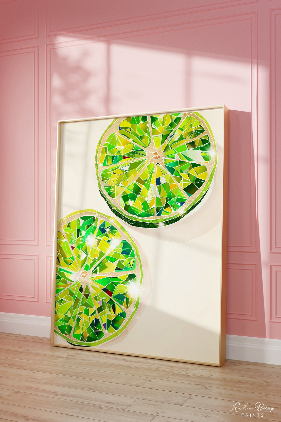 Fresh Lime Halves Citrus Fruit Vibrant Glam Kitchen Wall Art Poster