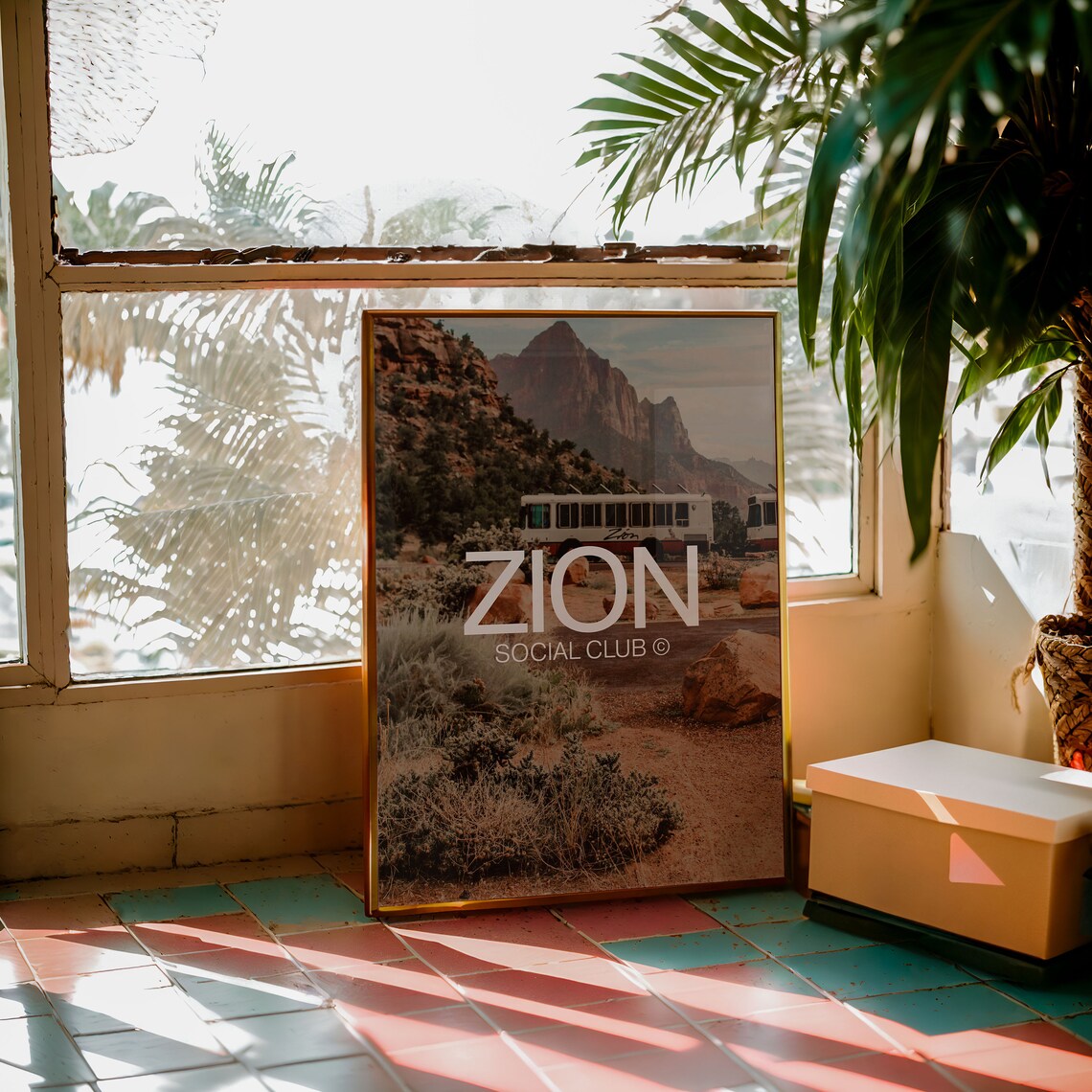 Zion National Park Social Club Desert Shuttle Bus Travel Poster - Image 2