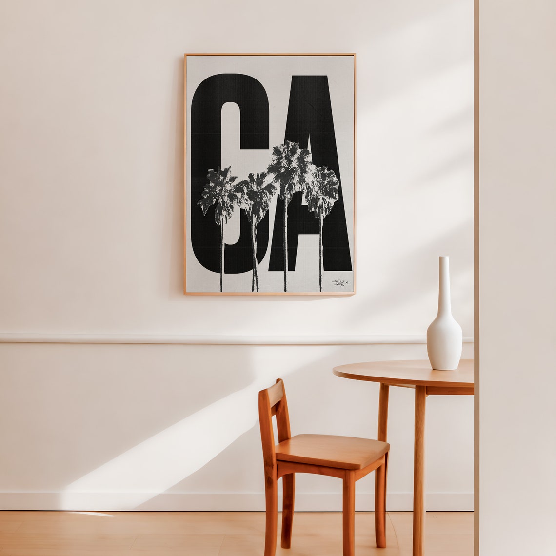 California Palm Tree Silhouette Minimalist Black and White CA Poster - Image 2
