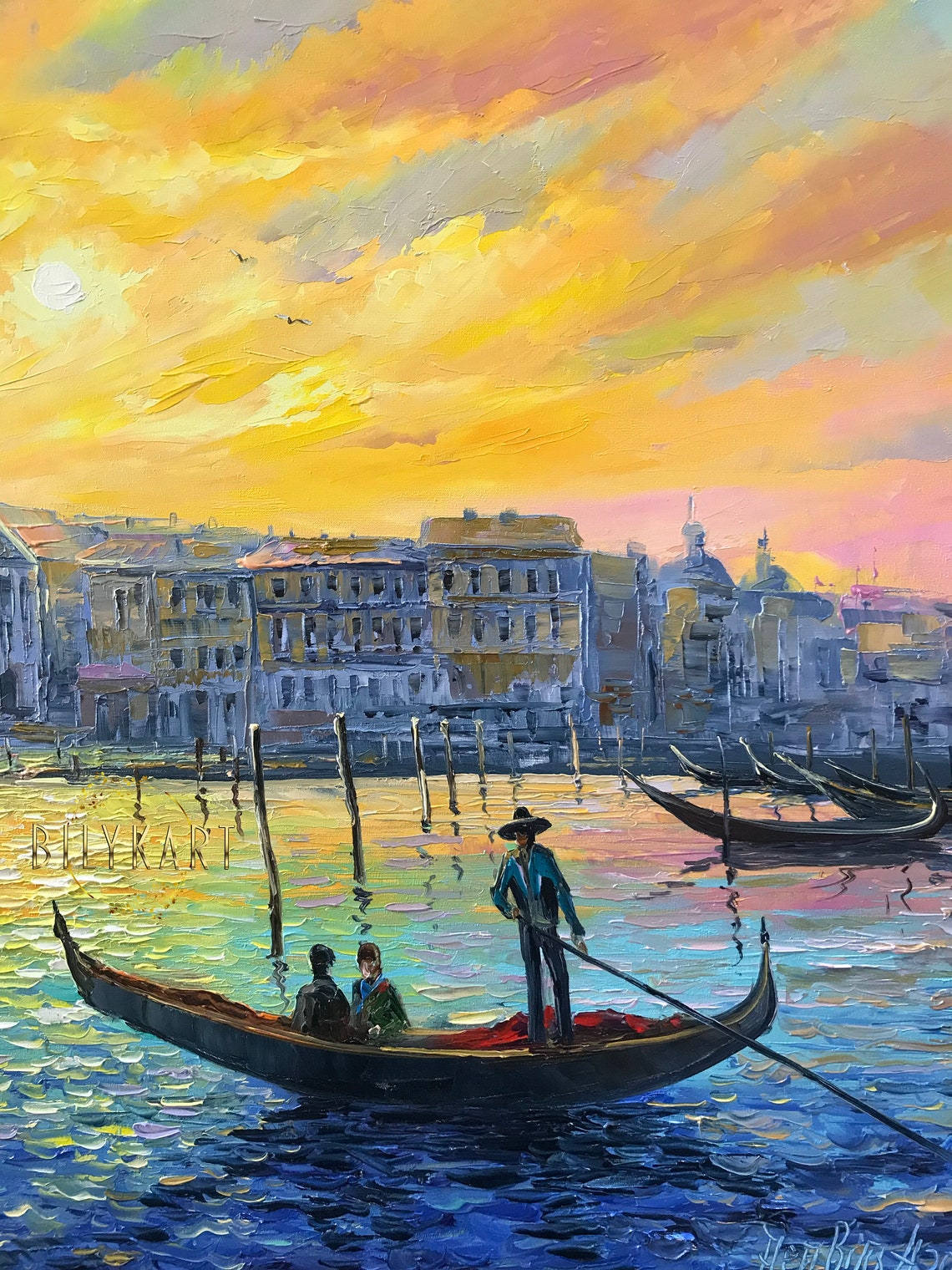 Venice Canal Oil Painting Original Paintings Of Italy Venice Wall Art Gondola Oil Painting Famous The Grand Canal Venice Painting On - Image 2