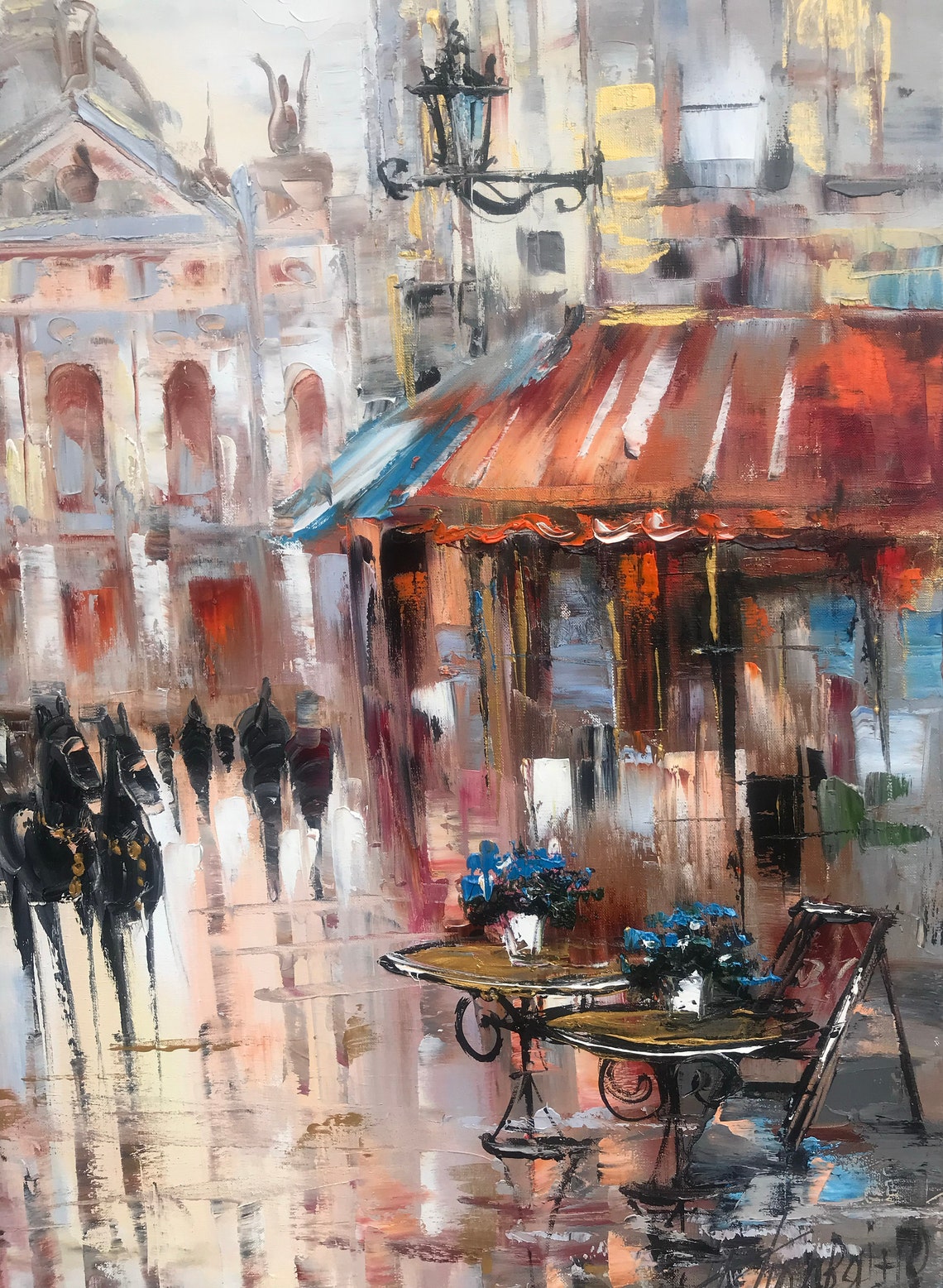 Europe Painting Original Old City Art City Scape Painting Europe Wall Art Budapest Painting On European Street Scene Painting - Image 2