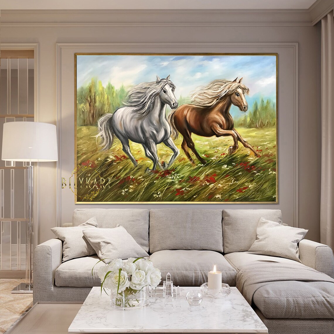 Running Horse Oil Painting, Arabian Horse Art Print - Image 3
