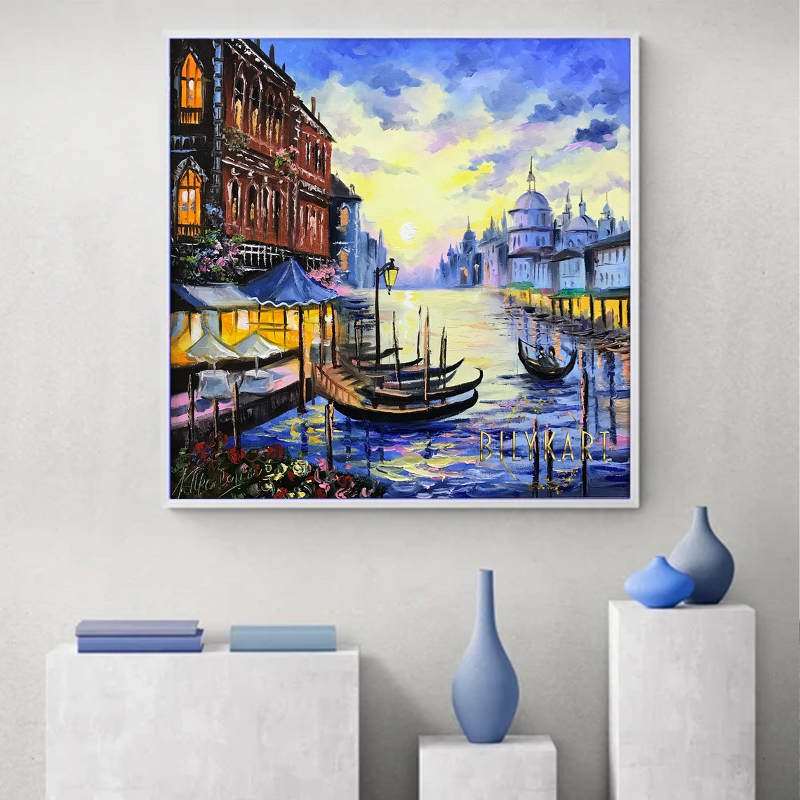 Venice Large Oil Painting Original Venice Canal Art Italy Landscape Oil Paintings Venetian Artwork Framed Venice Grand Canal Oil Paintings - Image 2