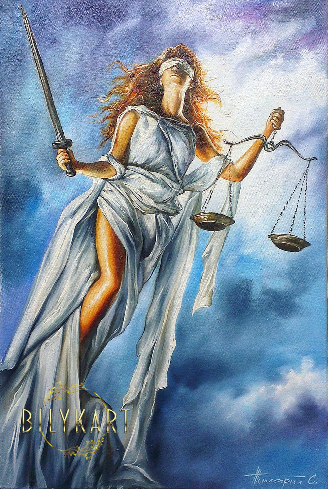 Lady Of Justice Oil Painting Scales Of Justice Wall Art Lawyer Painting Law Office Decor Greek Goddess Of Justice Paintings Lawyer Art Gift - Image 3