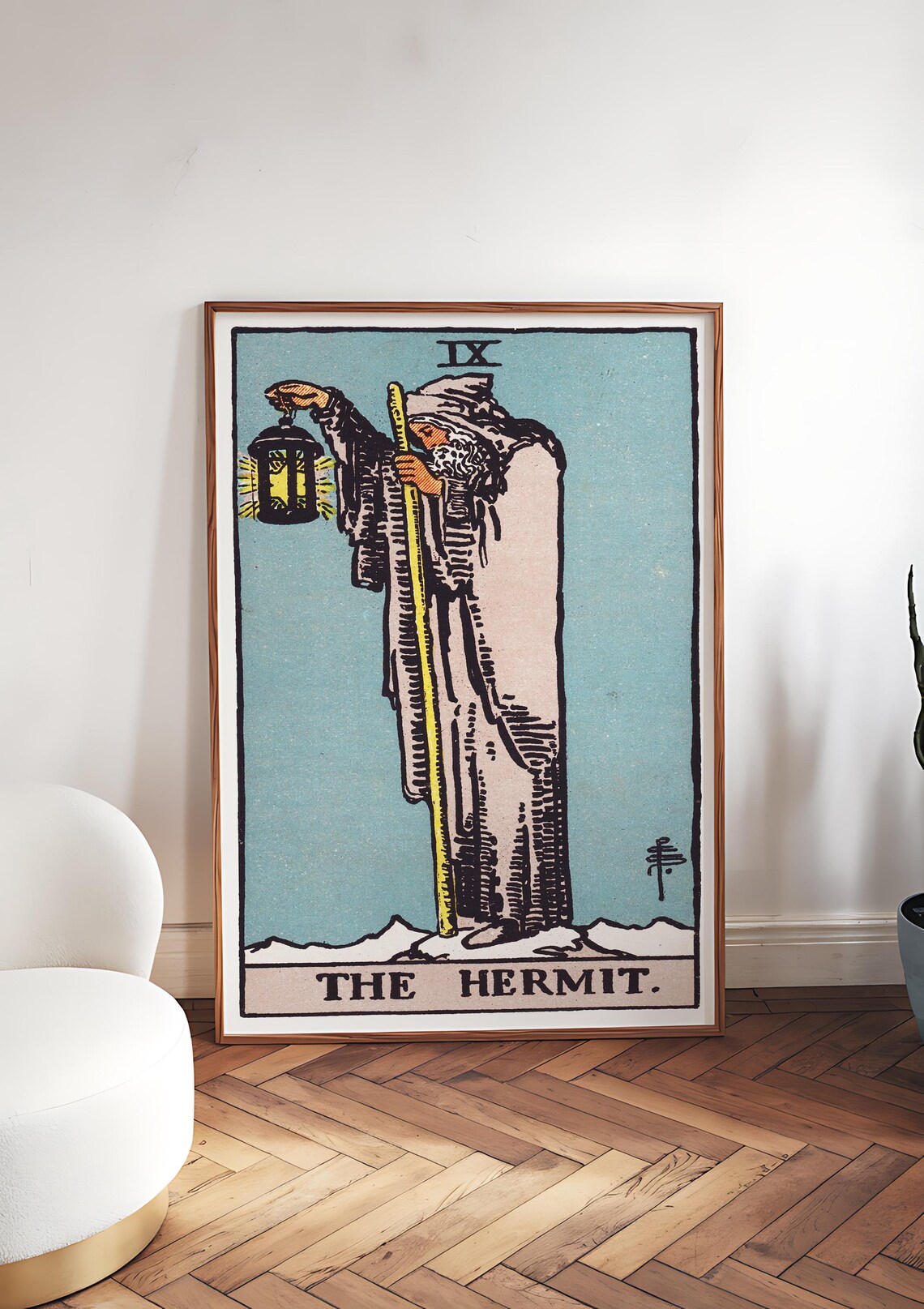 The Hermit Rider Waite Tarot Card Lantern Mystical Occult Vintage Art Poster - Image 5