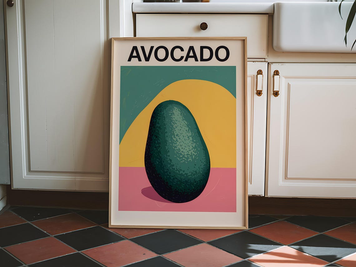 Avocado Vegetable Art Print Modern Kitchen Wall Decor Green Produce Illustration Farmhouse Kitchen Decor Rustic Vegetable Print - Image 5