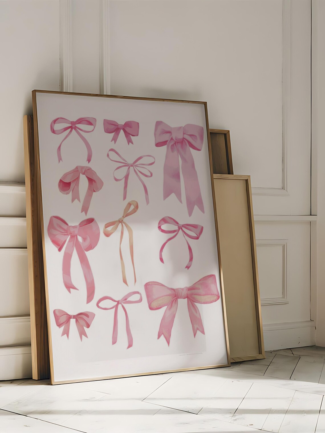 Coquette Balletcore Wall Art, Pink Bow Watercolor - Image 5