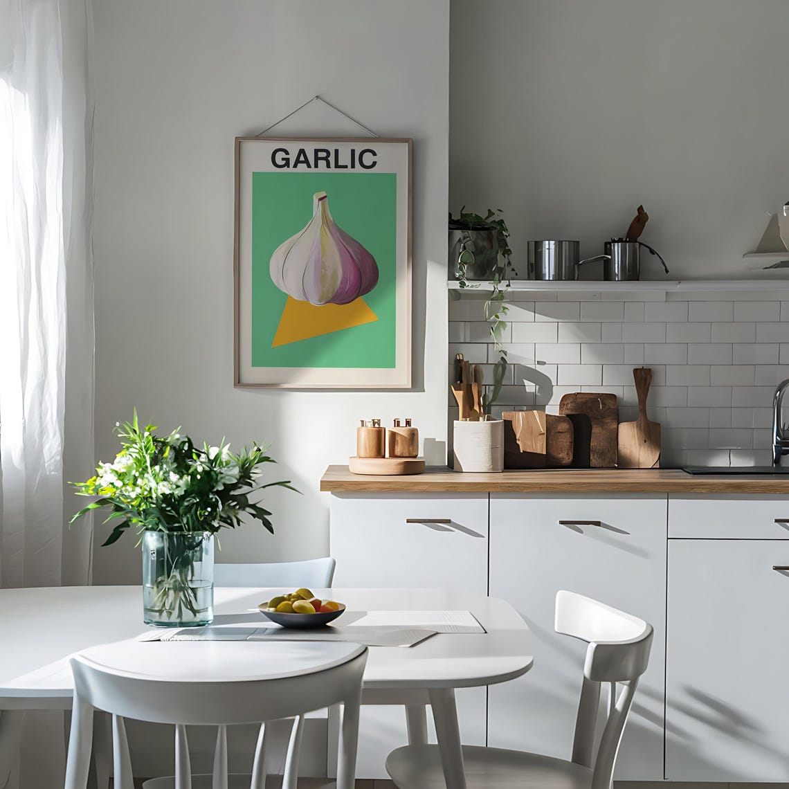 Garlic Vegetable Art Print Farmhouse Kitchen Wall Decor Rustic Food Illustration Culinary Wall Decor Vintage Kitchen Art - Image 4
