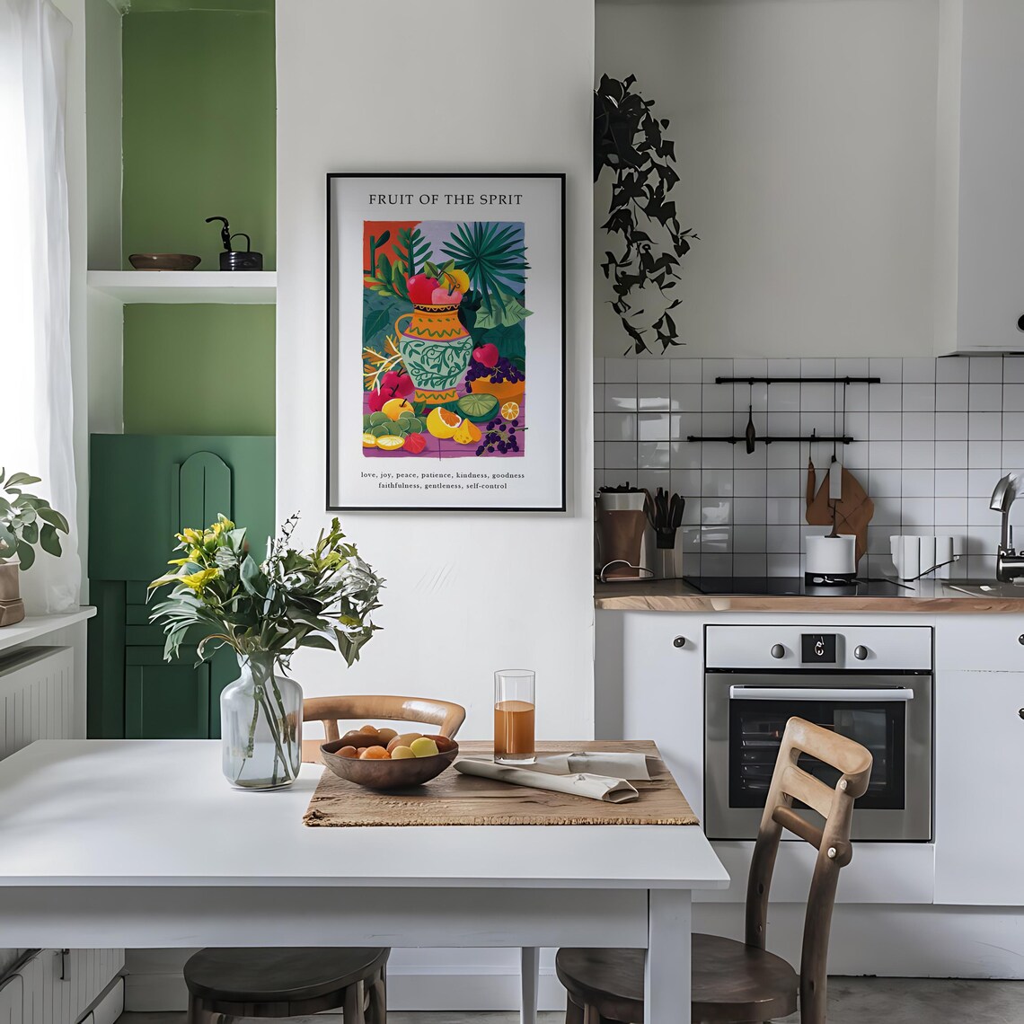 Fruit of the Spirit Overflowing Vase Vibrant Still Life Faith Poster - Image 3
