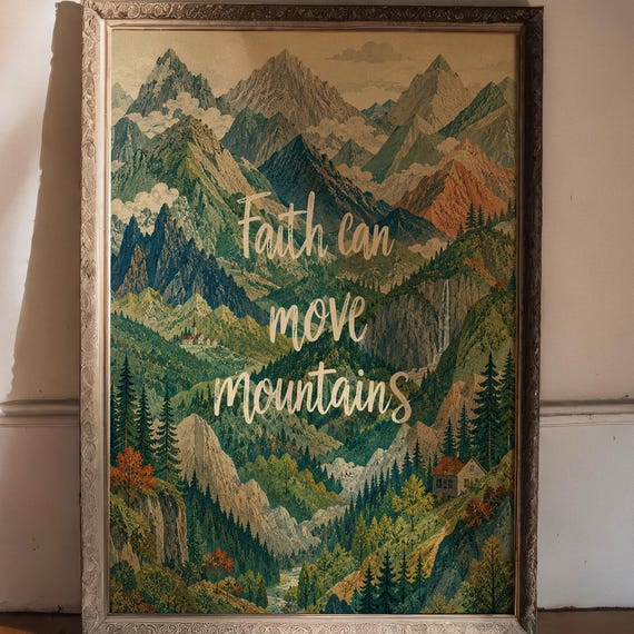 Mountains Wall Poster Inspirational Mountain Landscape Art Print Vintage Nature Decor