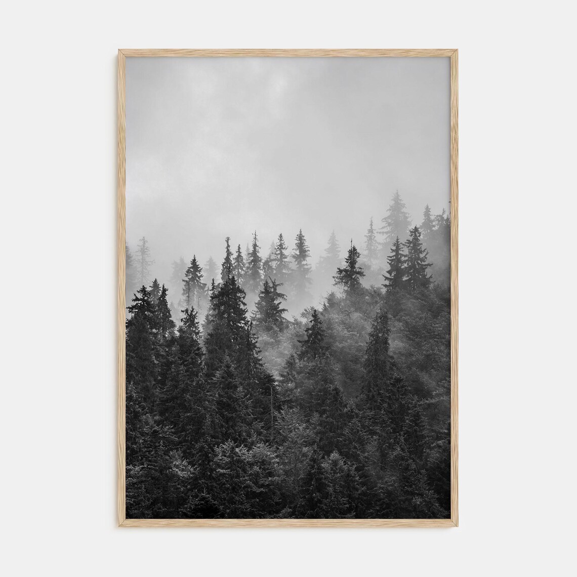 Foggy Forest Photography Art Print, Black And White