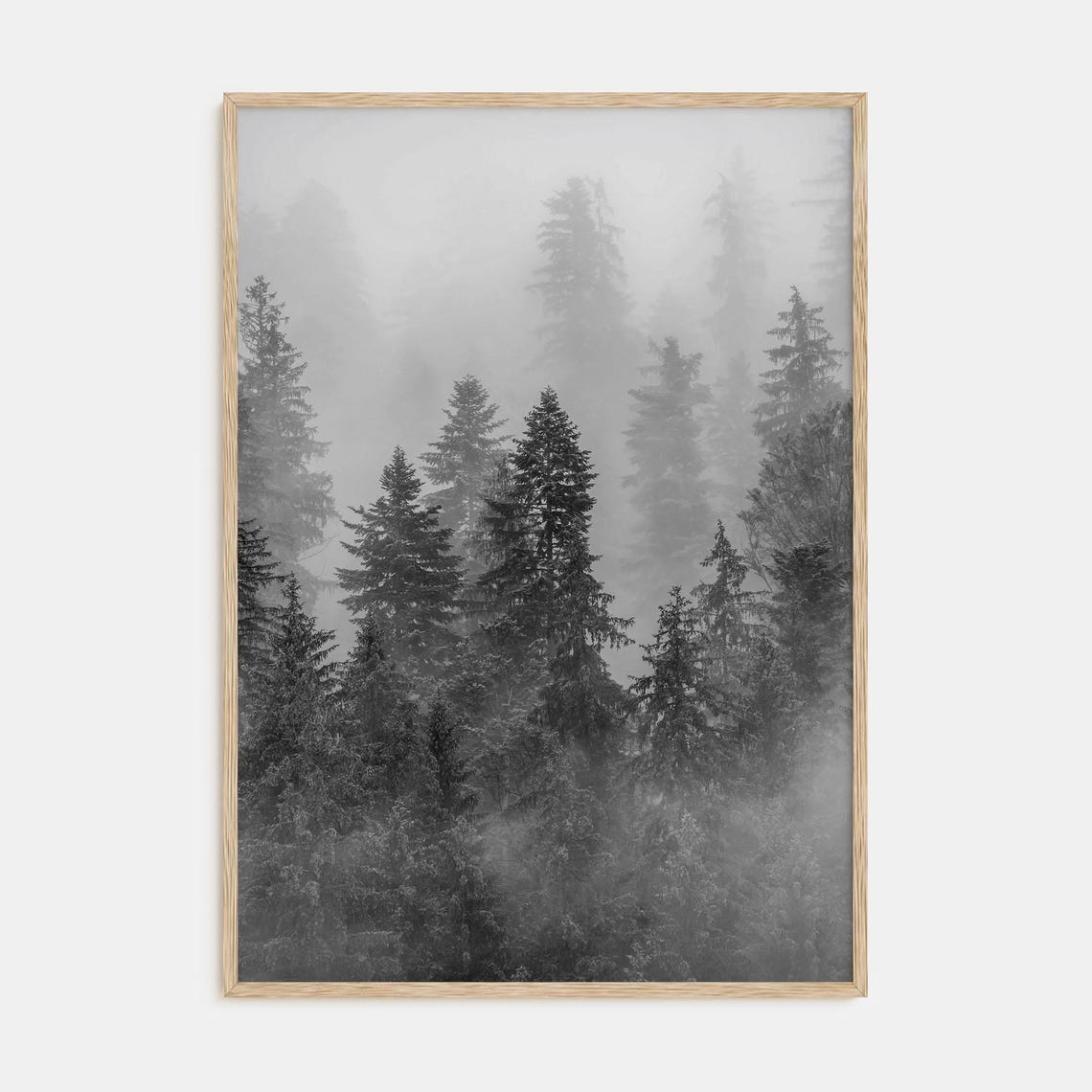 Cloudy Forest Print Fine Art Black White Photography Poster Wall Decor Nature Photography Home Art Decor Landscape Print Gift Idea
