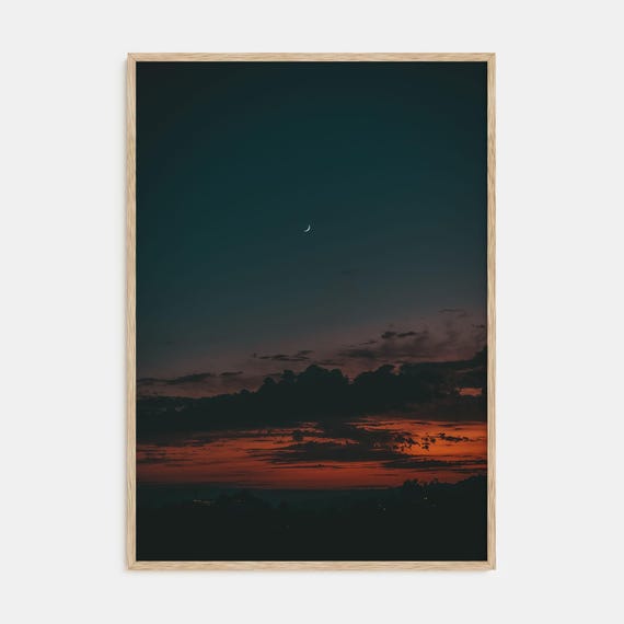 Crescent Moon Print Color Photography Poster Fine Art Wall Decor Astronomy Lover Gift Celestial Art For Home Office
