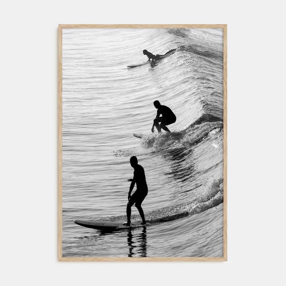 Fine Art Surfing Print Black White Photography Poster For Beach Decor Ocean Wall Art Surf Lover Gift
