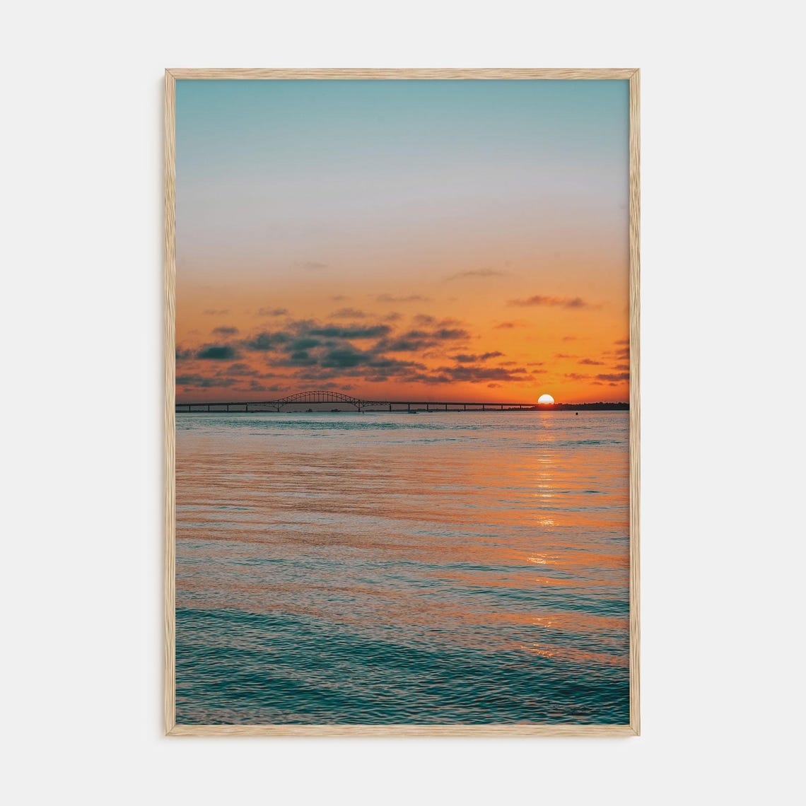 Sunset Ocean Print Fine Art Photography Poster Colorful Coastal Decor Beach Wall Art Nautical Home Decor Landscape Photography