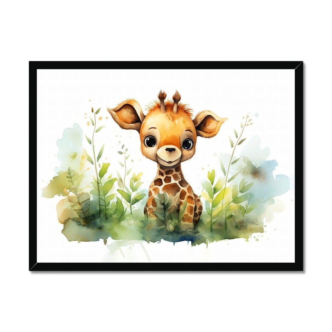 Sweet Baby Giraffe Watercolor Safari Animal Nursery Wall Art - Image 2