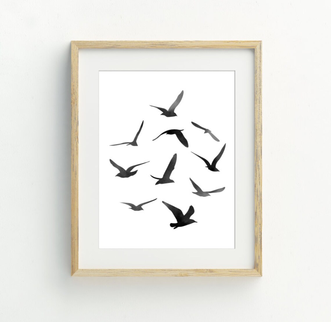 Seagulls Black and White Minimalist Art Print