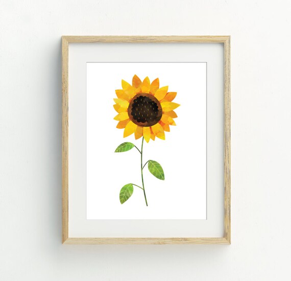 Bright Yellow Sunflower Illustration Summer Floral Botanical Poster