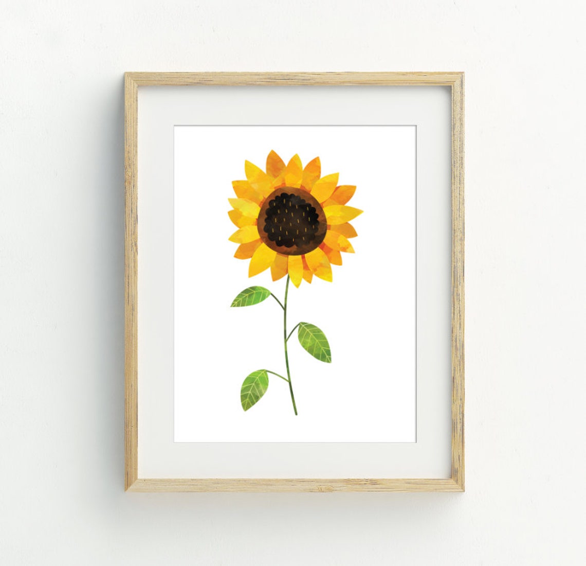 Bright Yellow Sunflower Illustration Summer Floral Botanical Poster