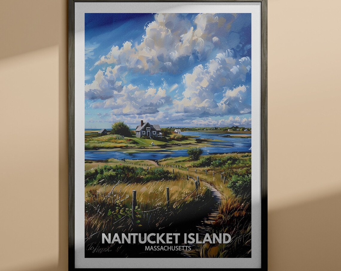 Nantucket Island Massachusetts Salt Marsh Cottage Scene Poster